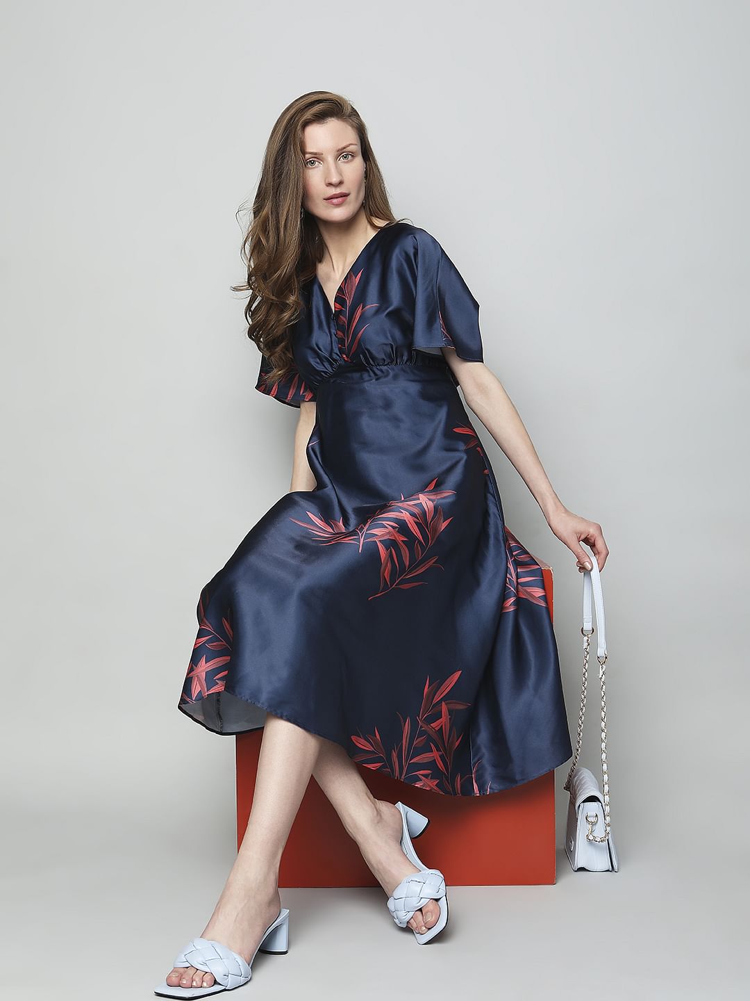 Dark Blue Kimono Midi Dress