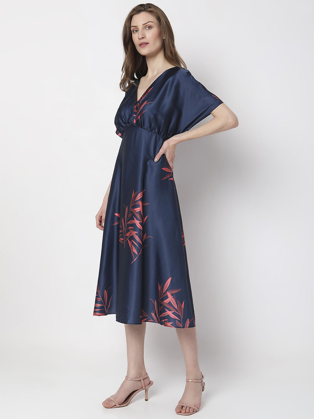 Dark Blue Kimono Midi Dress