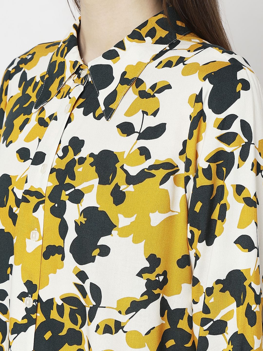 Yellow Floral Print Shirt