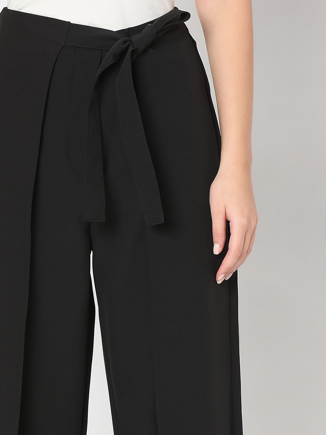 Black High Rise Wrap Pants