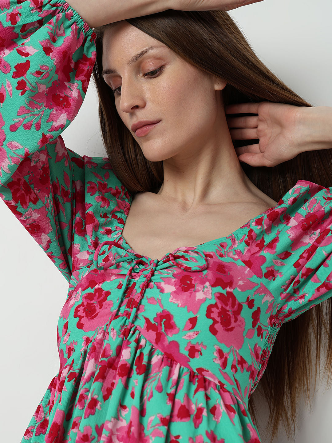 Green Floral Midi Dress