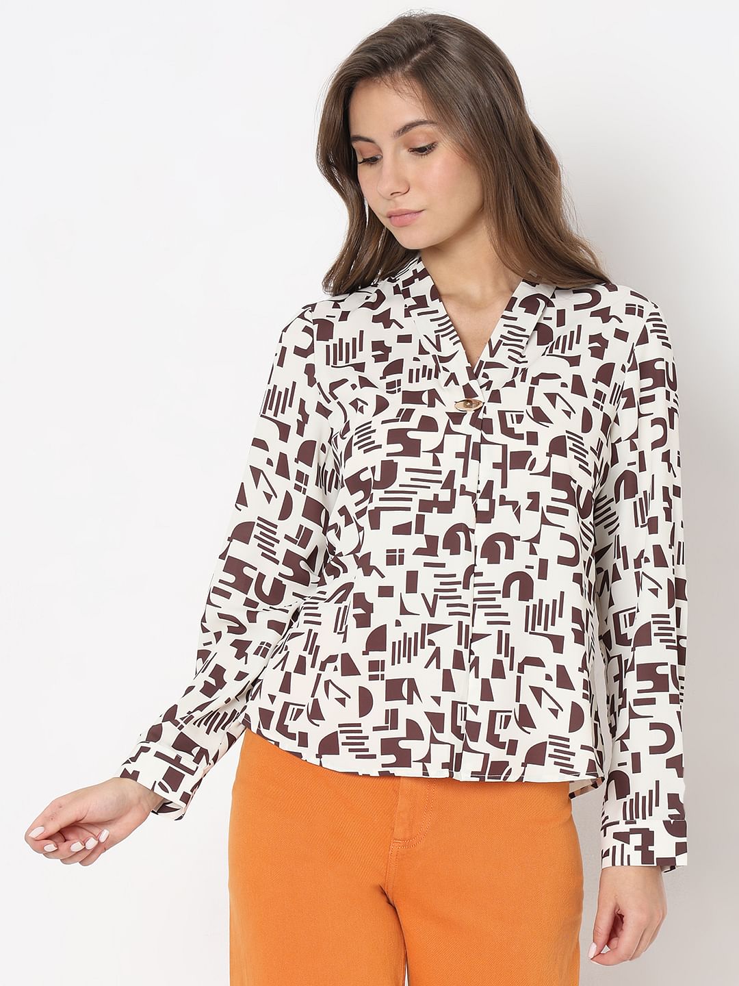 Brown Printed Top