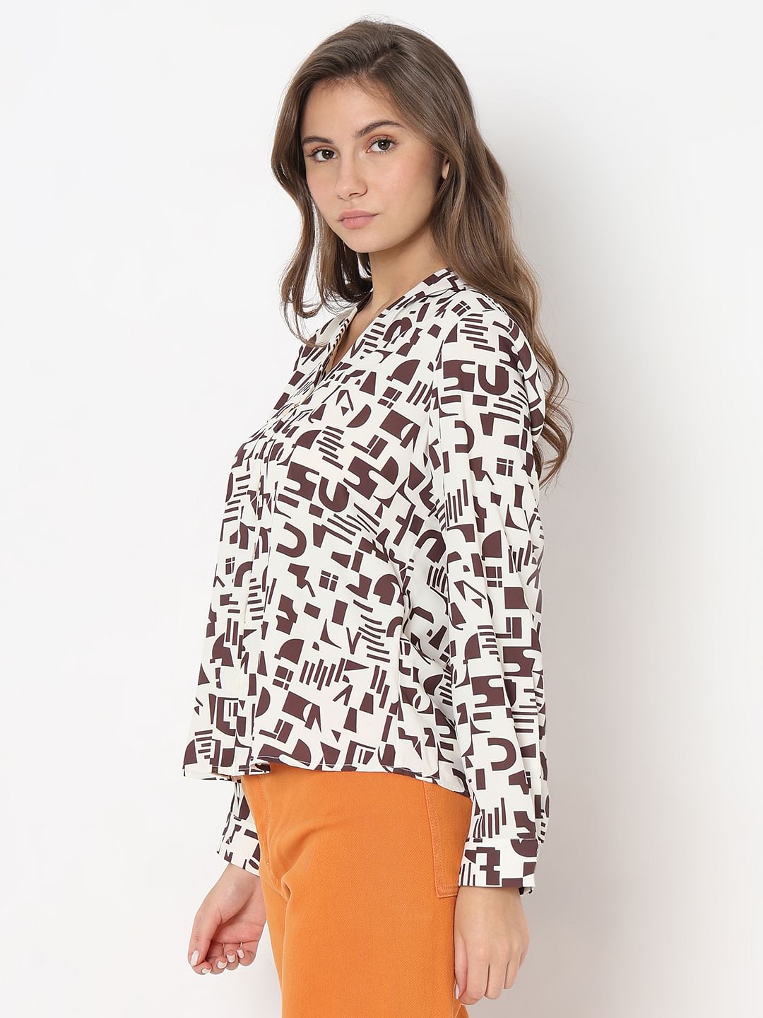 Brown Printed Top