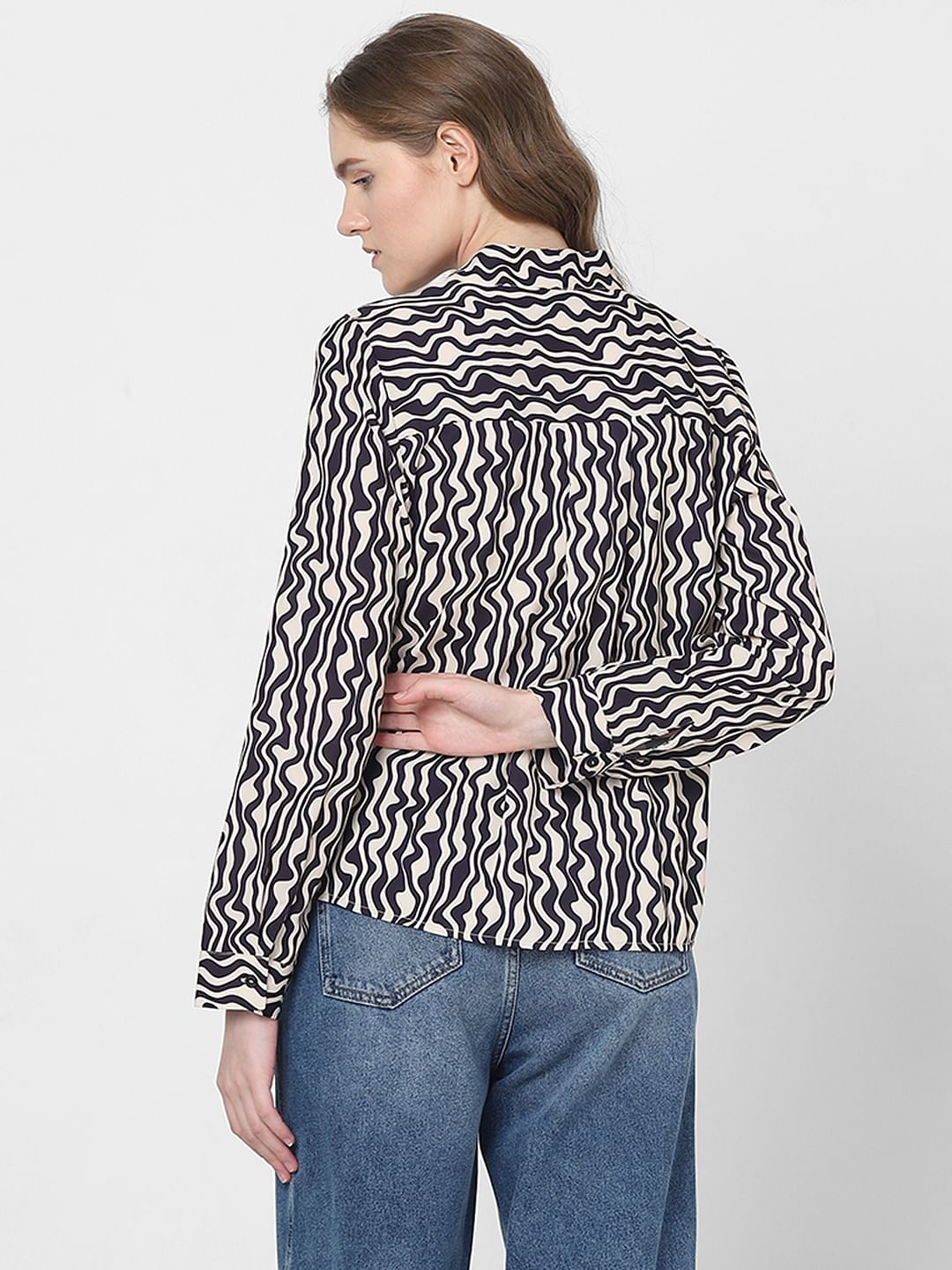 Black Abstract Print Top