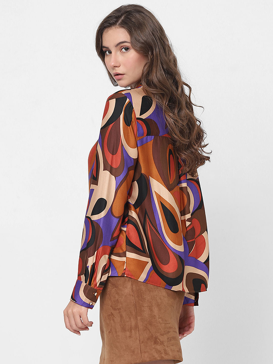 Brown Abstract Print Shirt