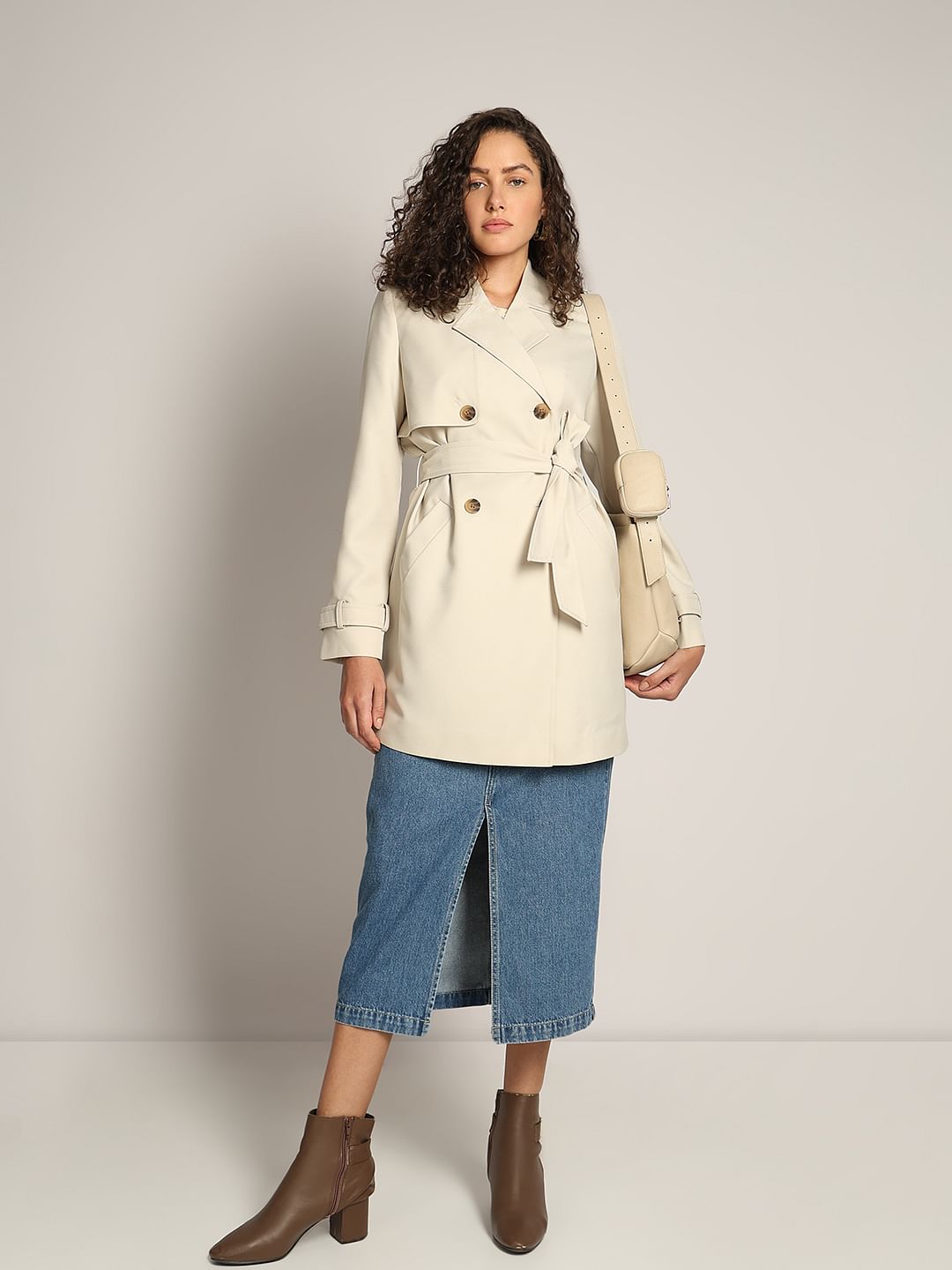 Beige Belted Trench Coat