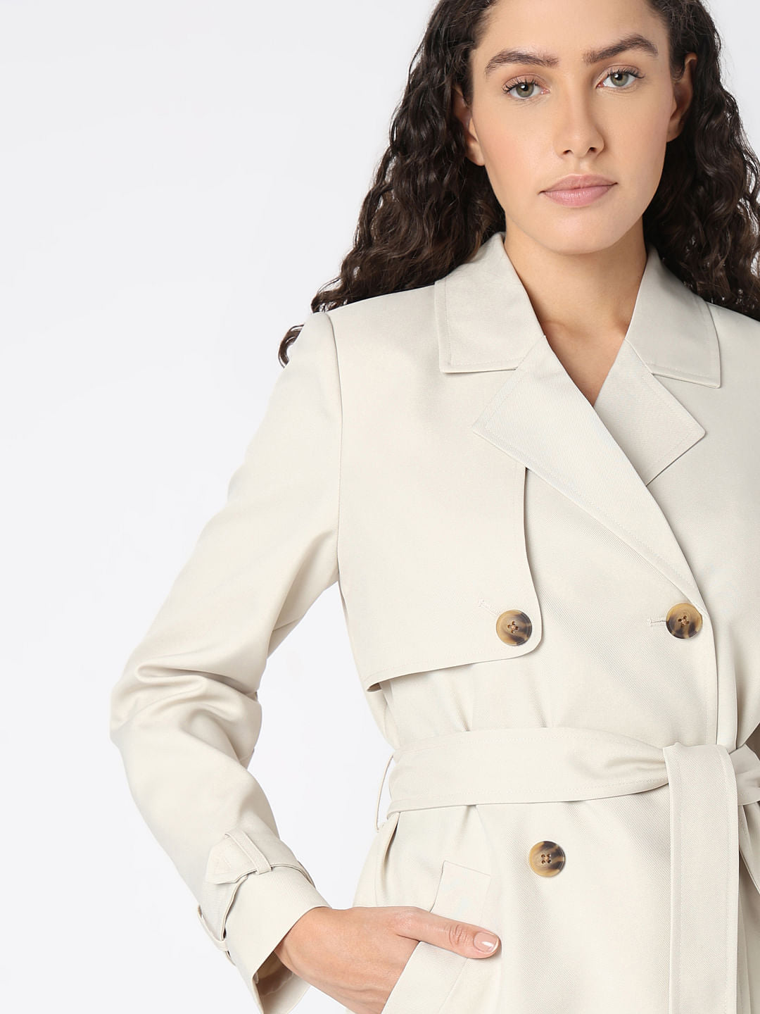 Beige Belted Trench Coat