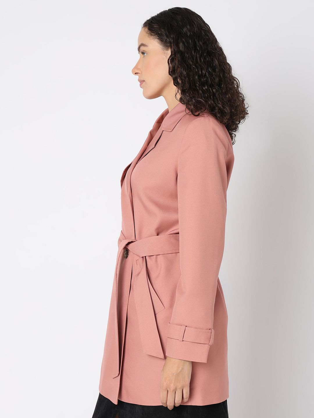 Pink Belted Trench Coat