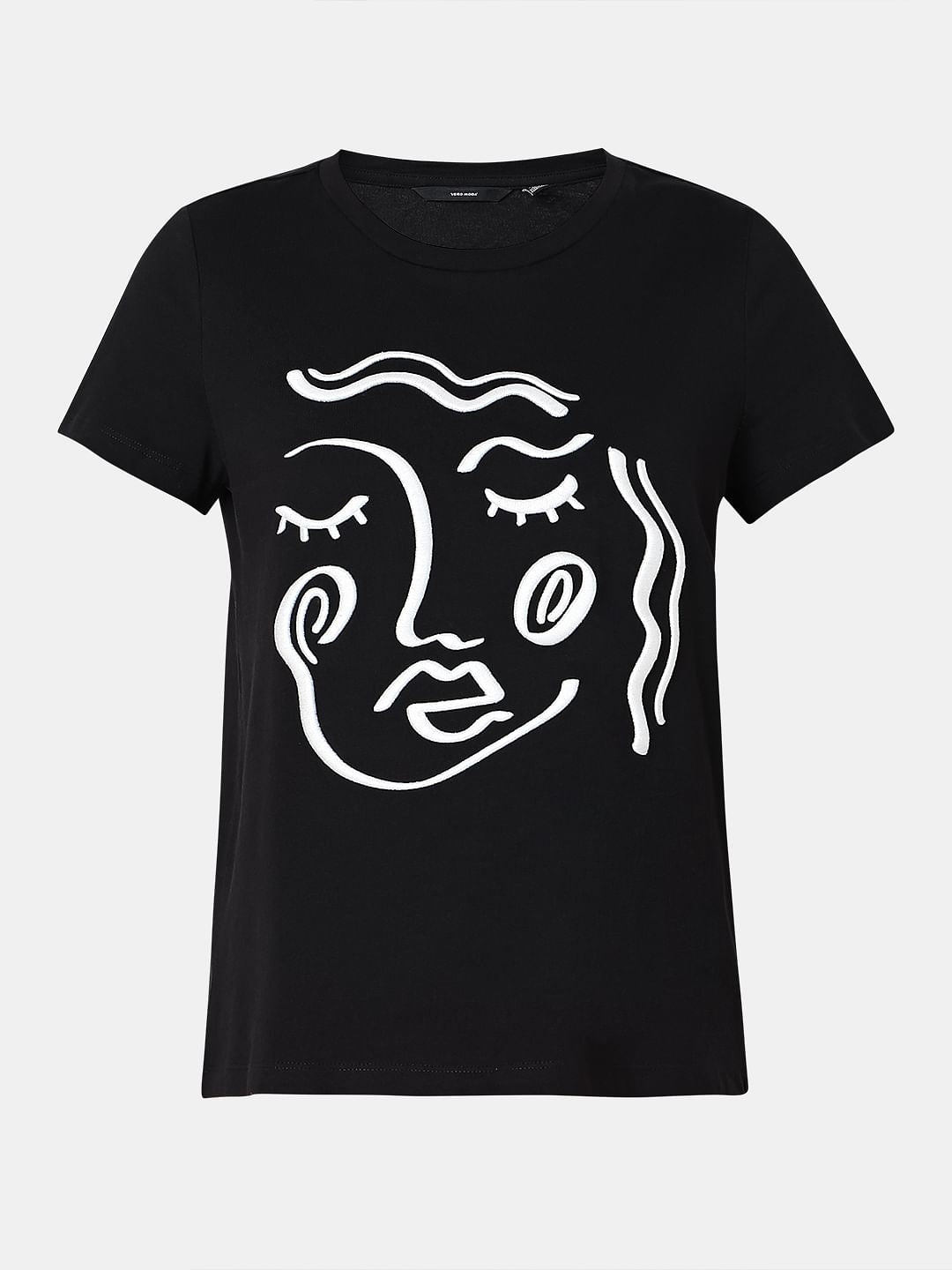 Black Face Outline T-Shirt