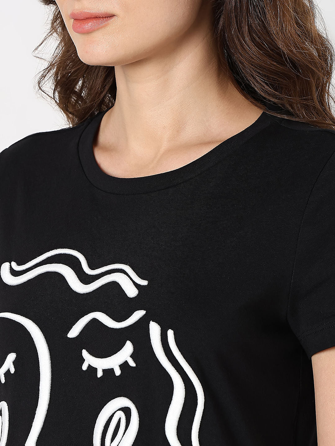 Black Face Outline T-Shirt