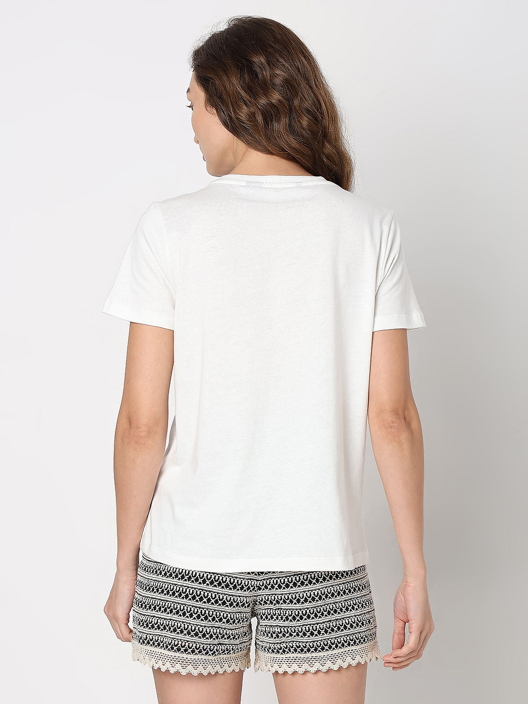 White Face Embroidered Print T-Shirt