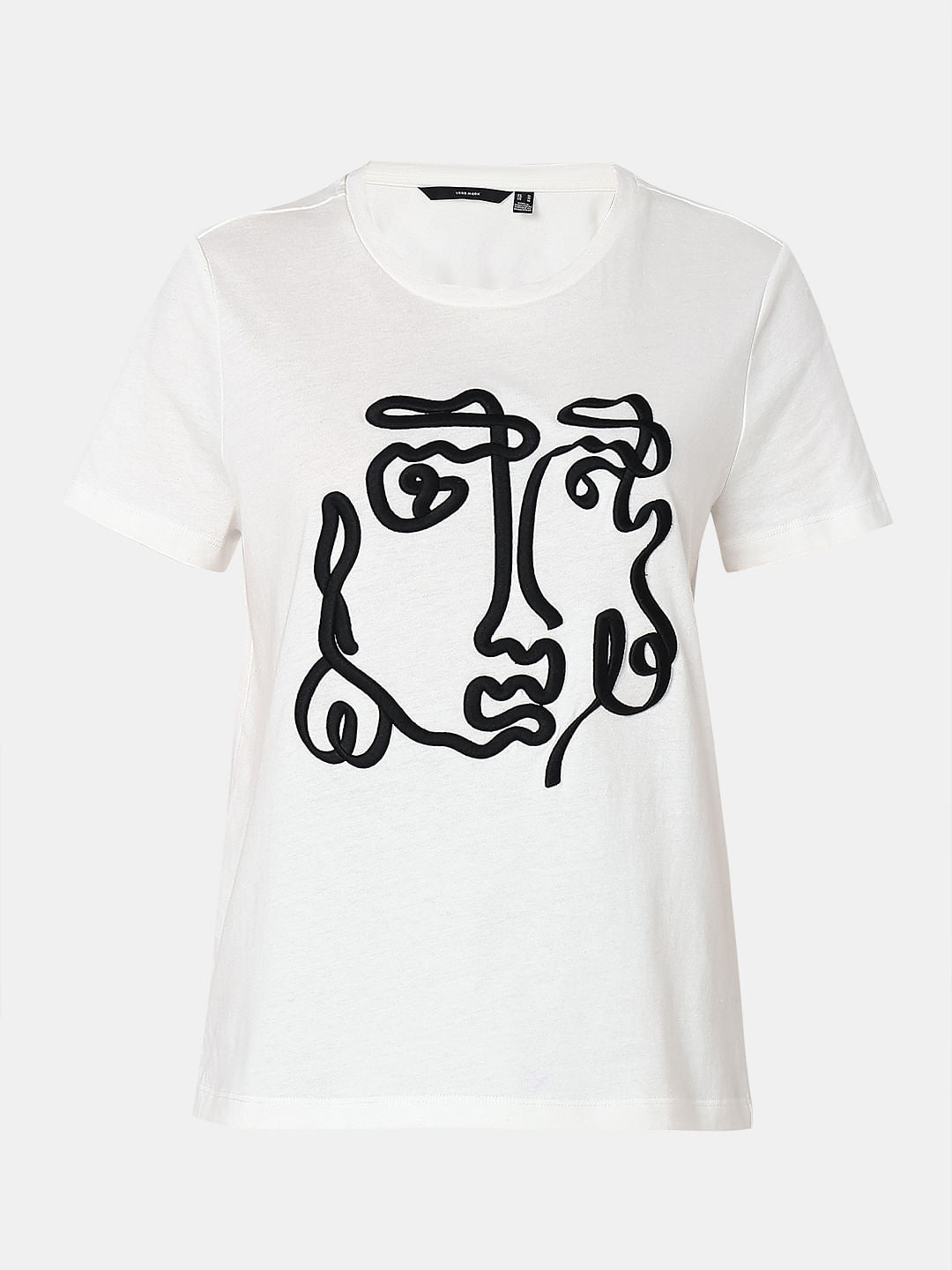 White Face Embroidered Print T-Shirt