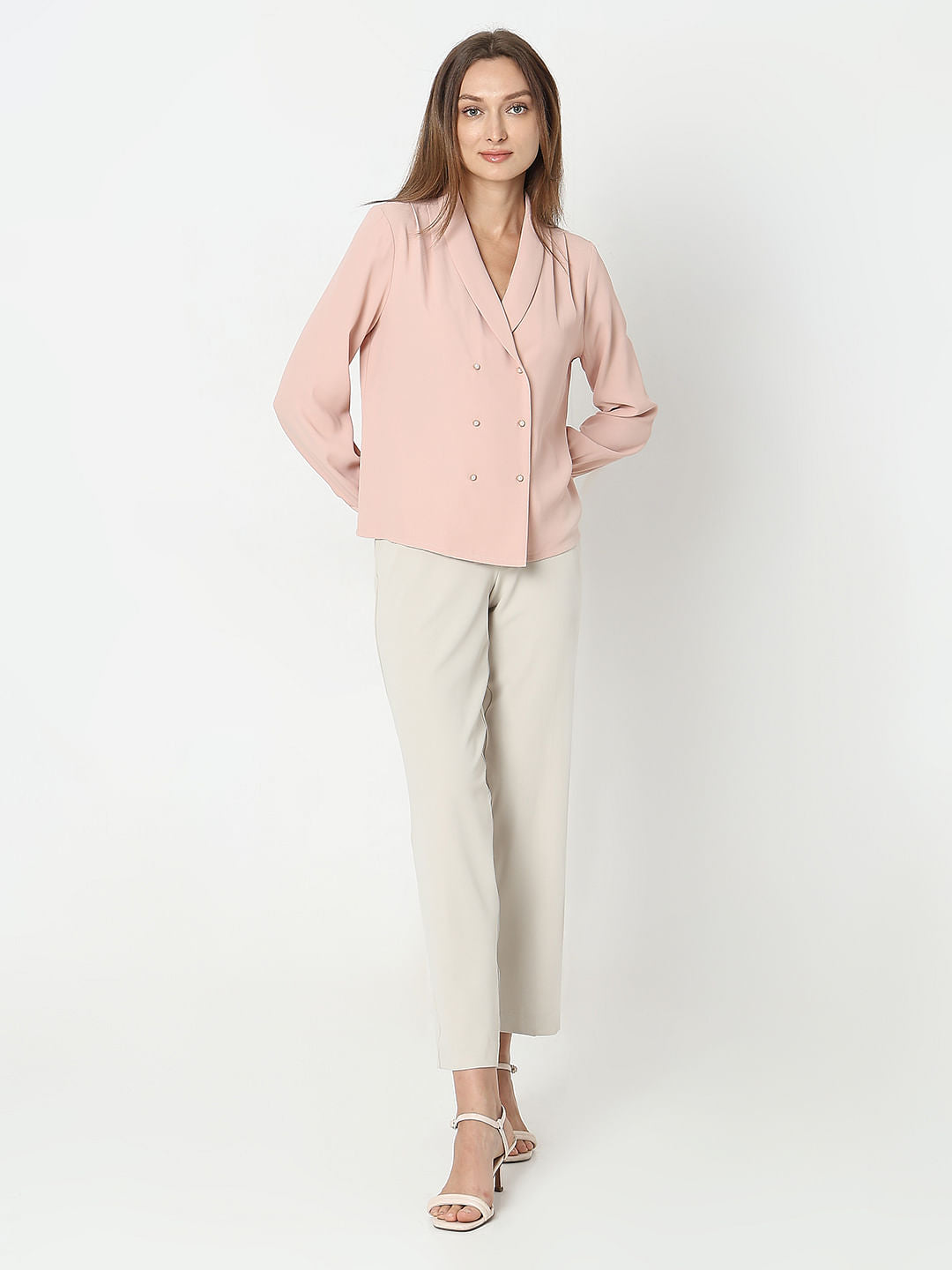 Pink Shawl Collar Top