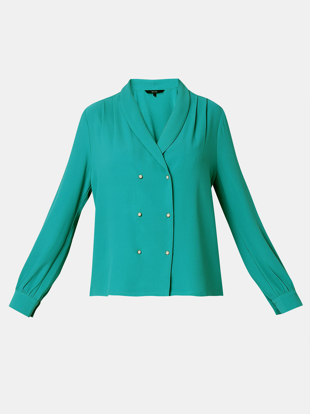 Turquoise Shawl Collar Top