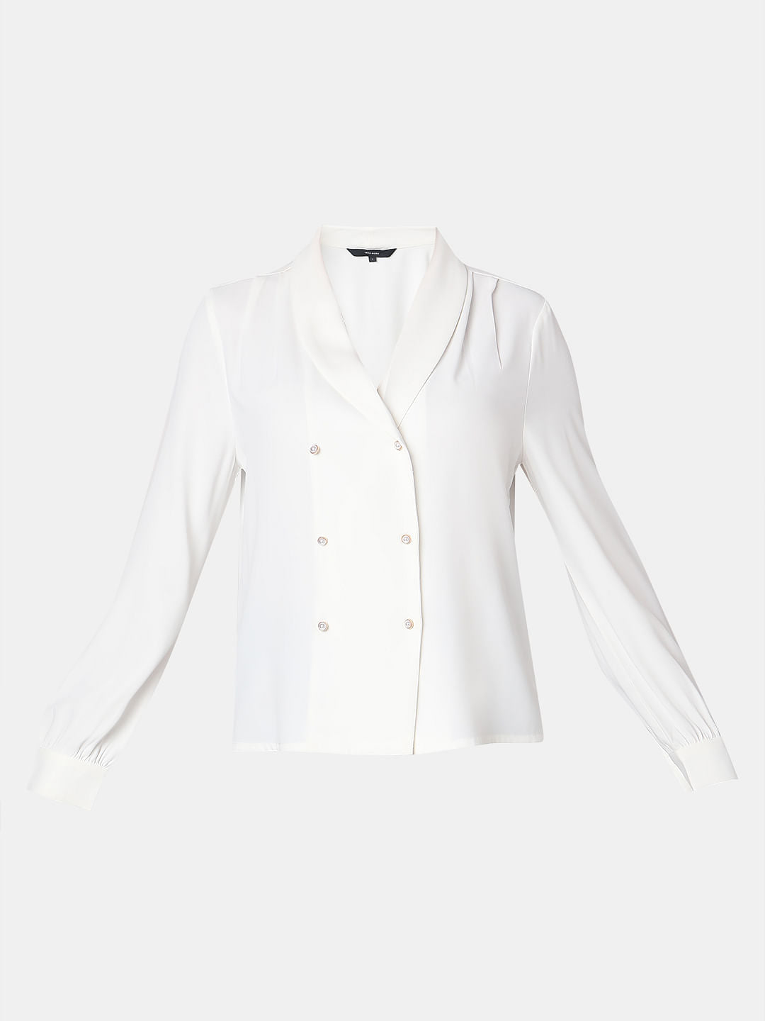 White Shawl Collar Top