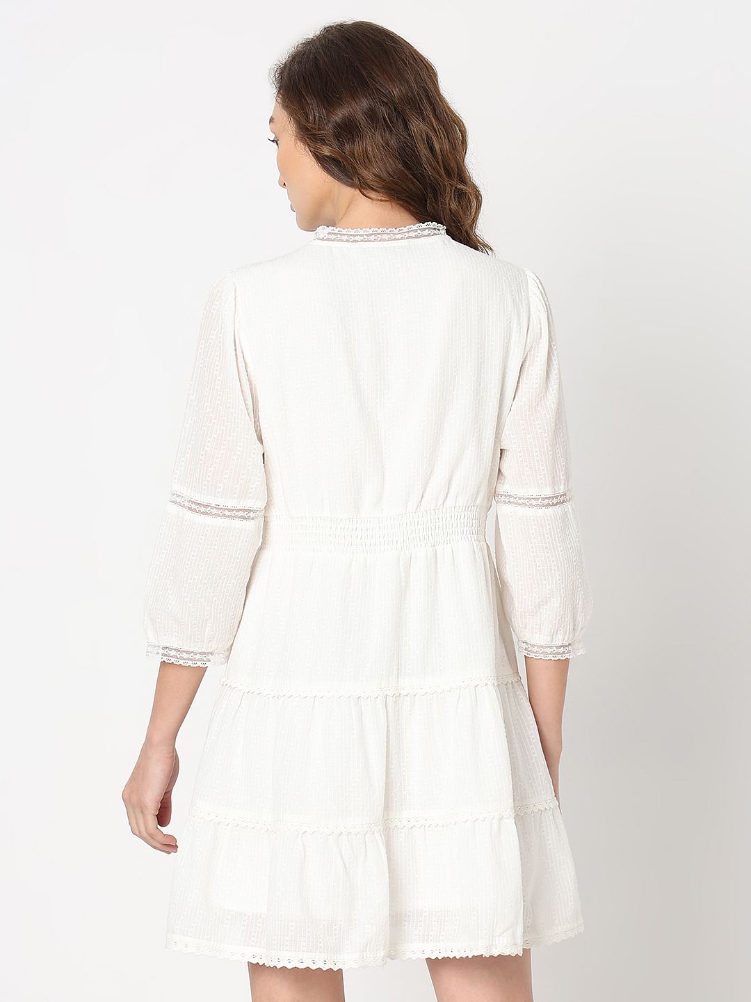 White Tiered Shift Dress