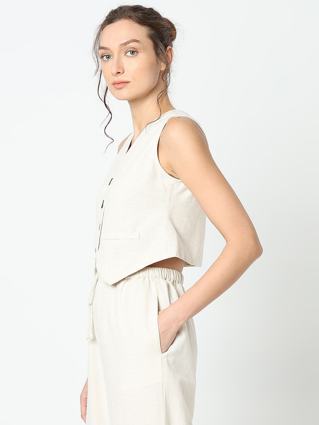 Beige Co-Ord Set Waistcoat