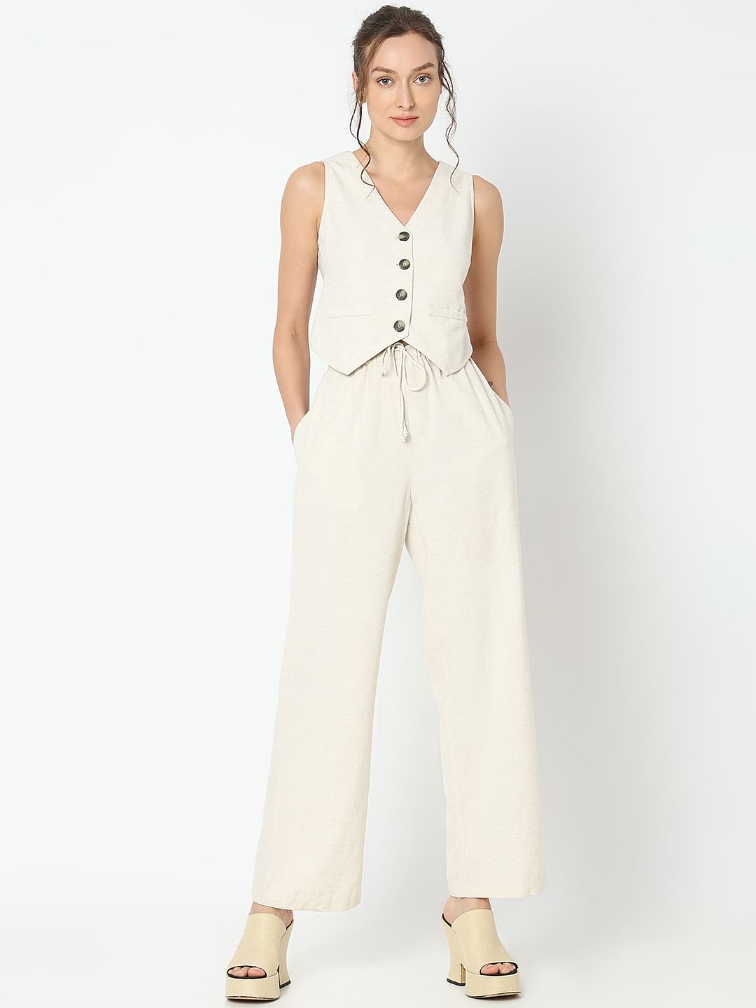 Beige Co-Ord Set Waistcoat