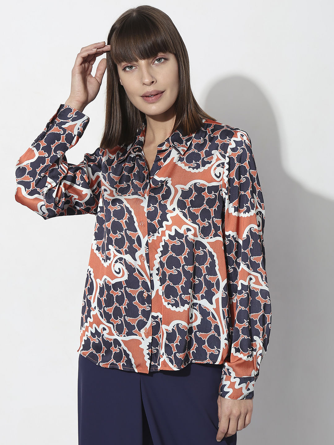 Orange Abstract Print Shirt