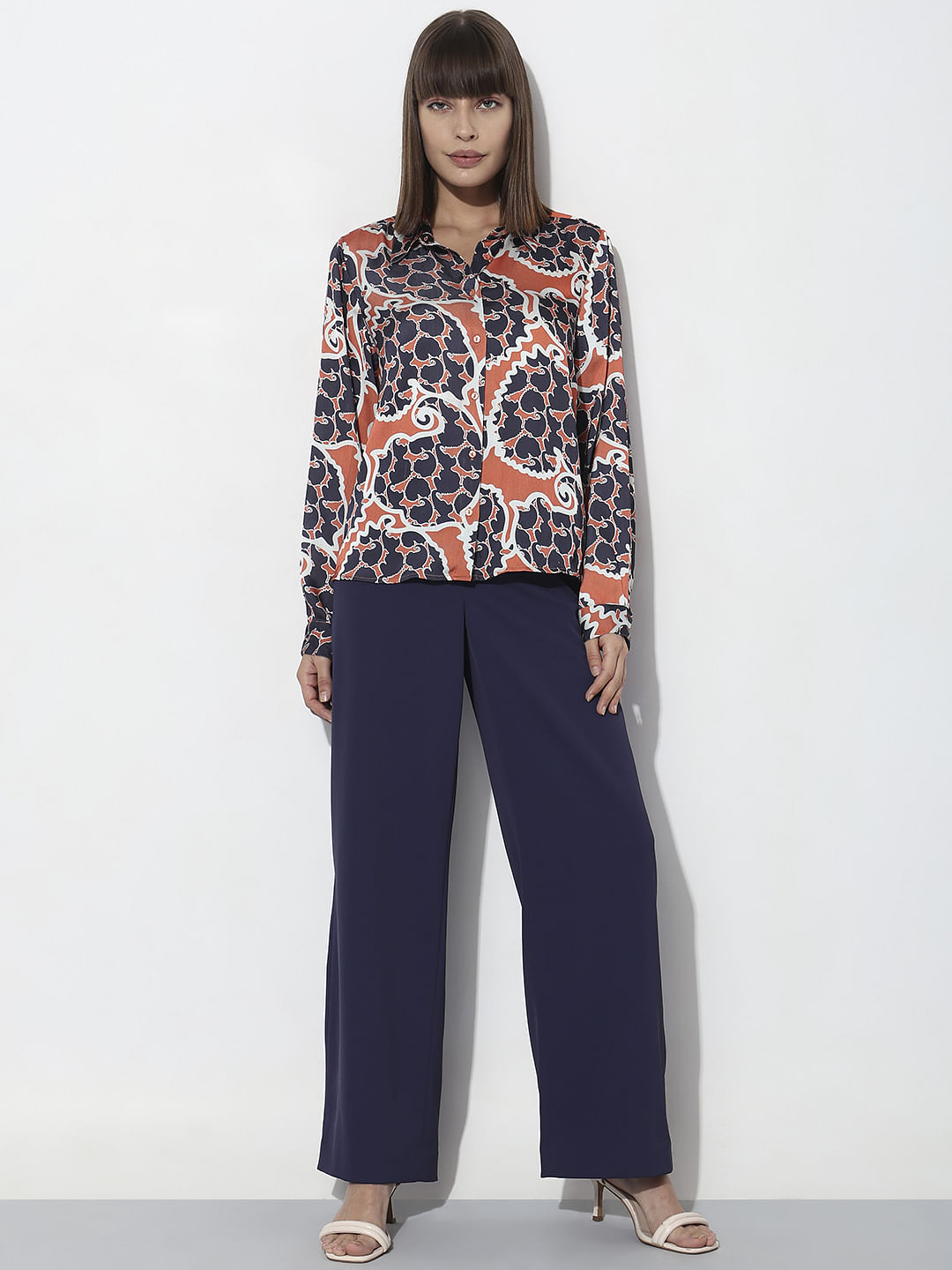 Orange Abstract Print Shirt