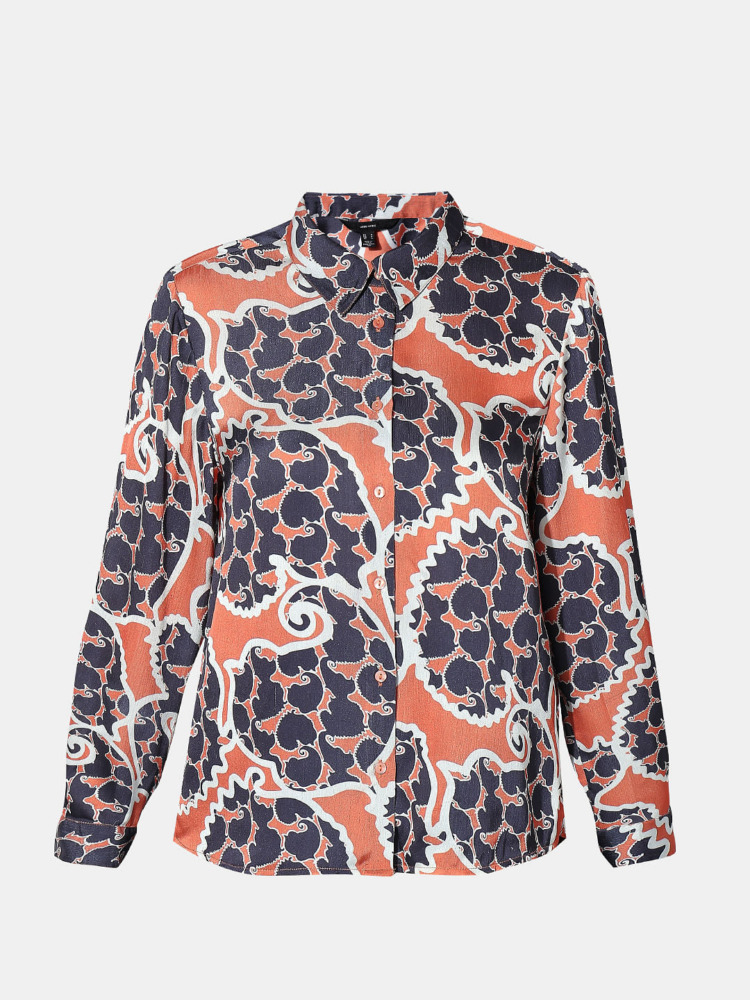 Orange Abstract Print Shirt