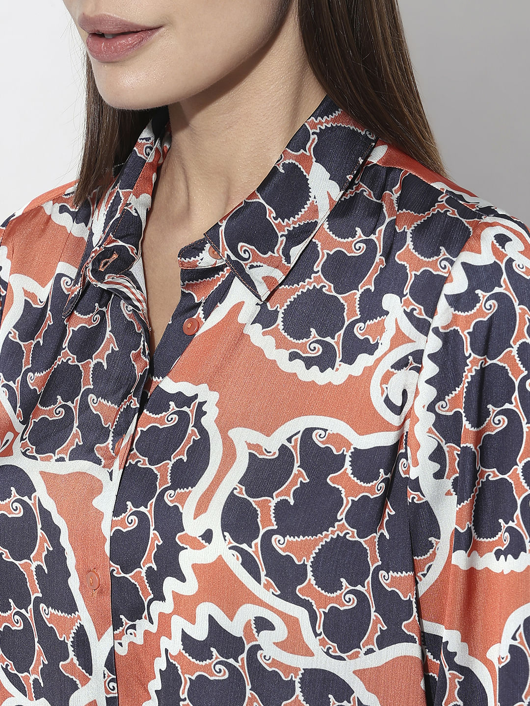 Orange Abstract Print Shirt