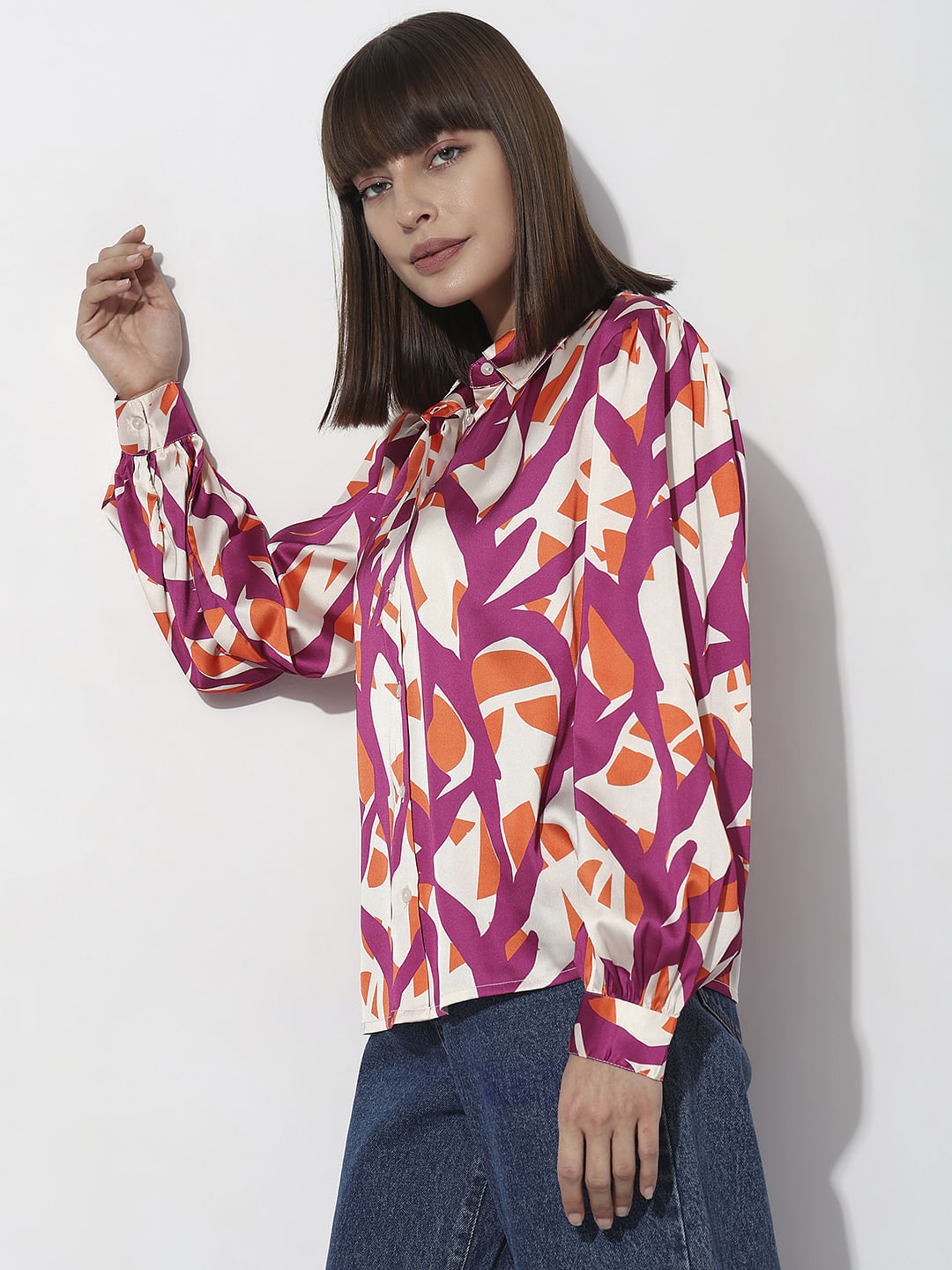 Burgundy Abstract Print Shirt