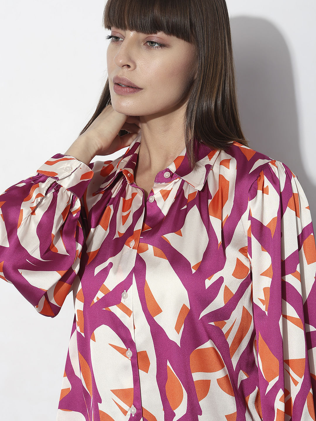 Burgundy Abstract Print Shirt