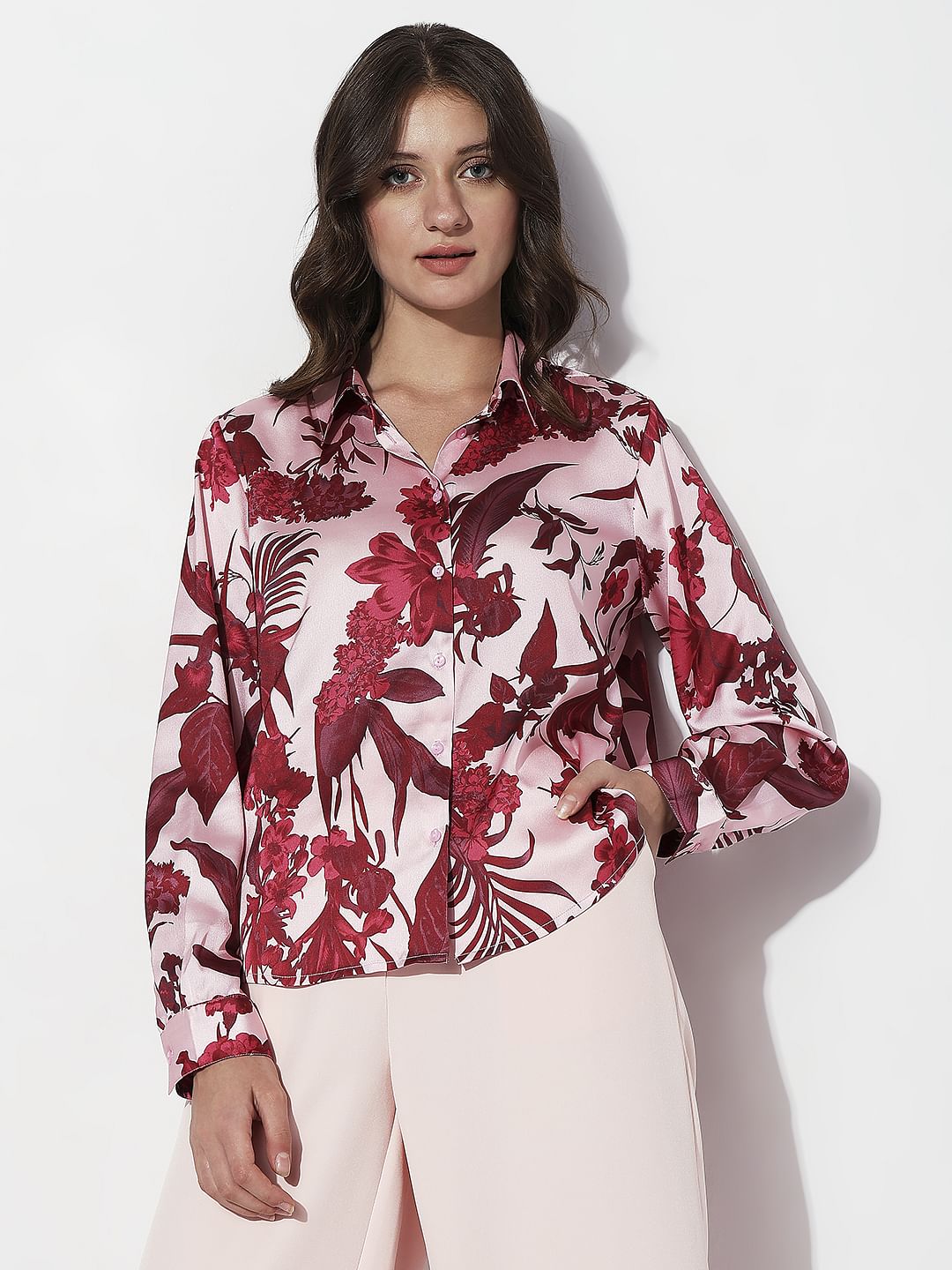Red Floral Print Shirt