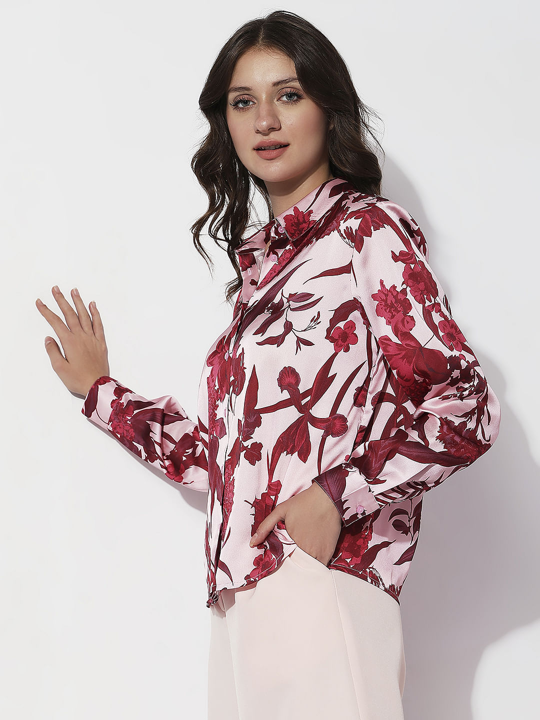 Red Floral Print Shirt