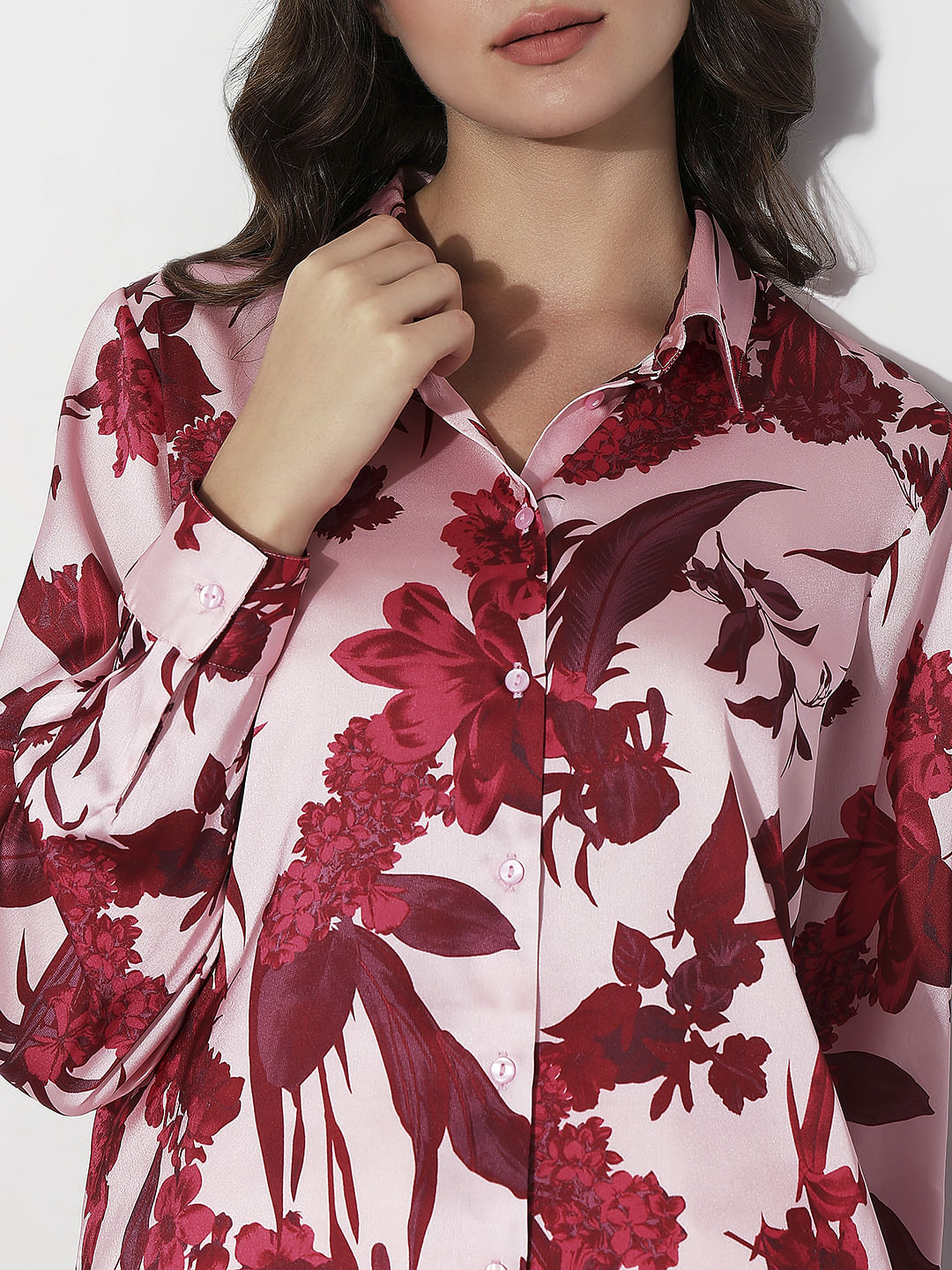 Red Floral Print Shirt
