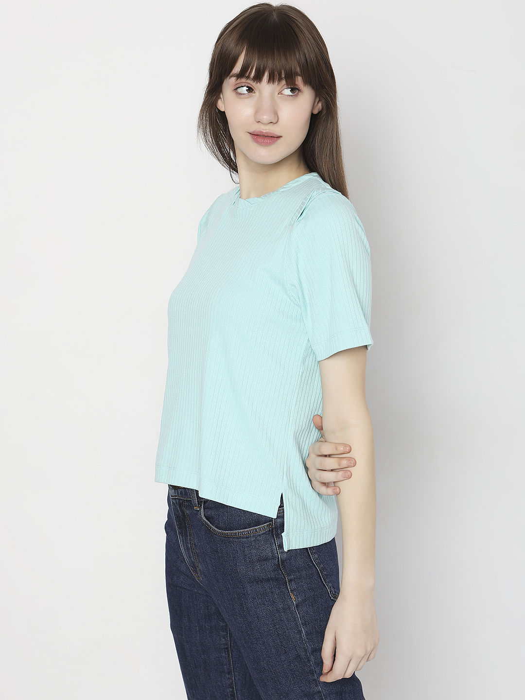 Light Blue Ribbed Top