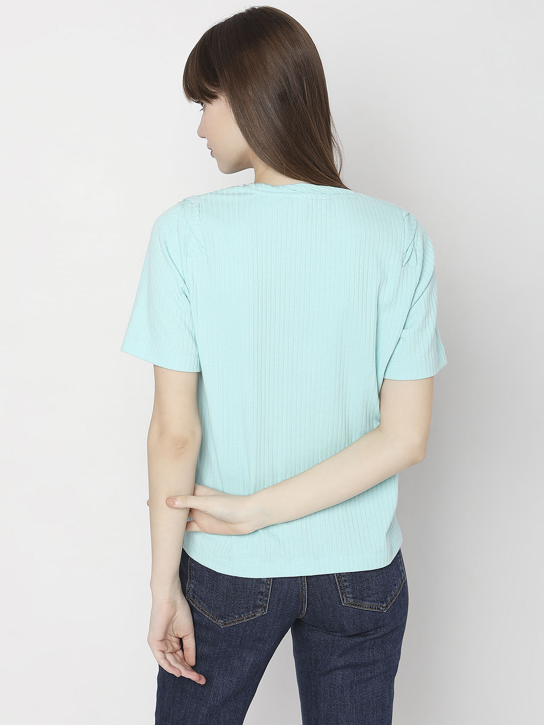 Light Blue Ribbed Top