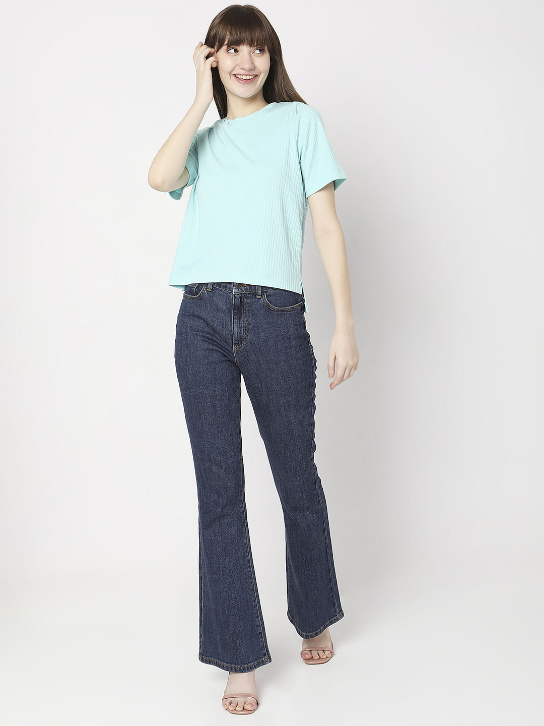 Light Blue Ribbed Top