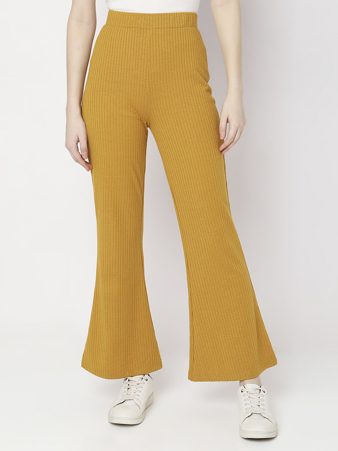 Mustard High Rise Ribbed Co-Ord Pants