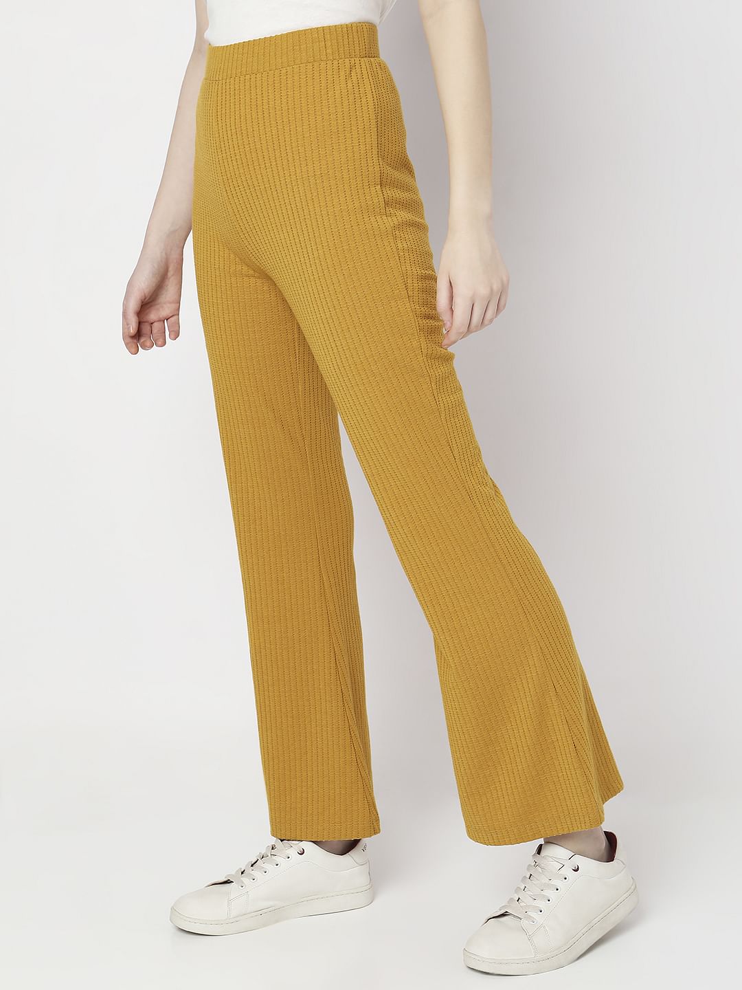 Mustard High Rise Ribbed Co-Ord Pants