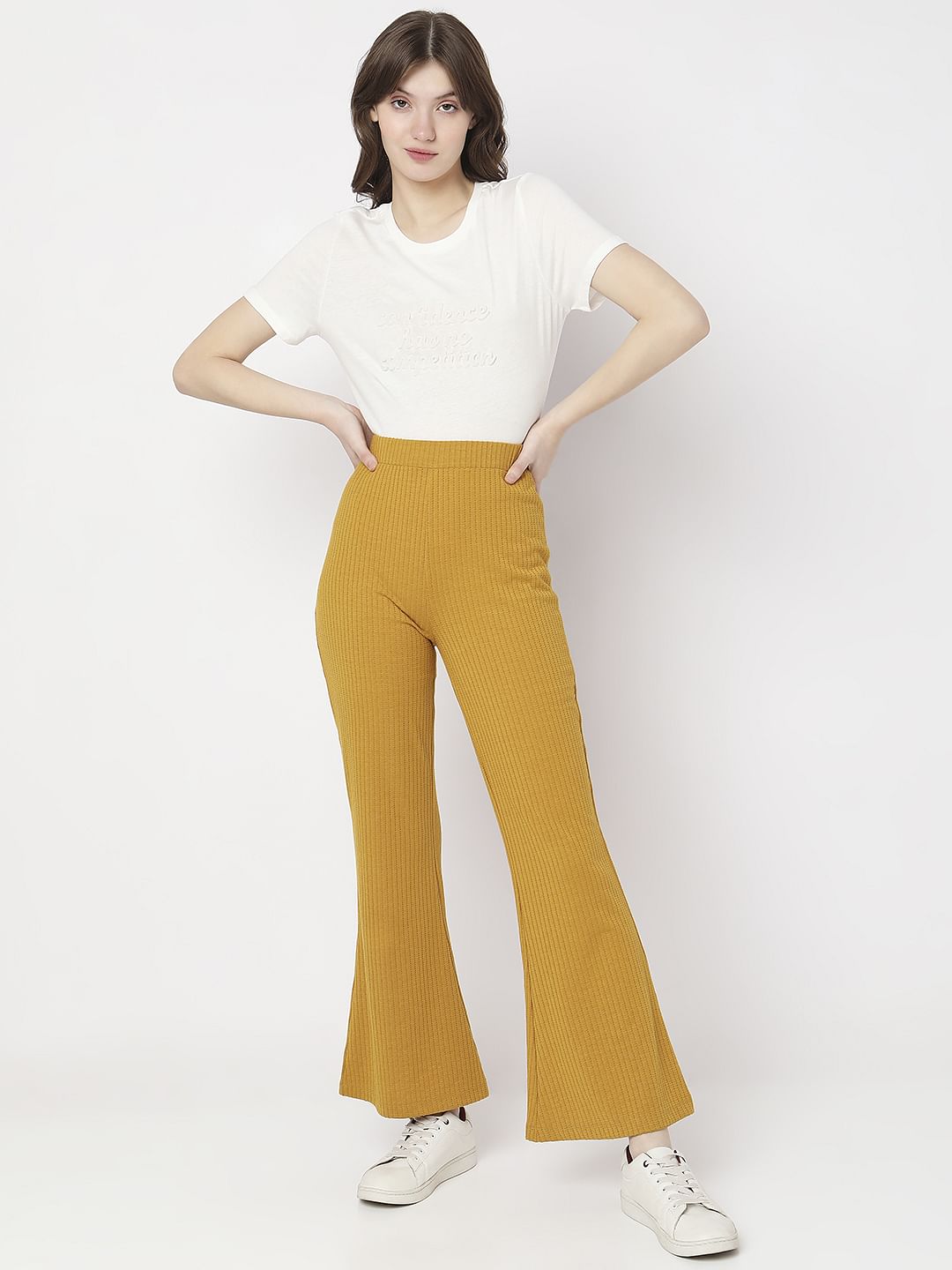 Mustard High Rise Ribbed Co-Ord Pants