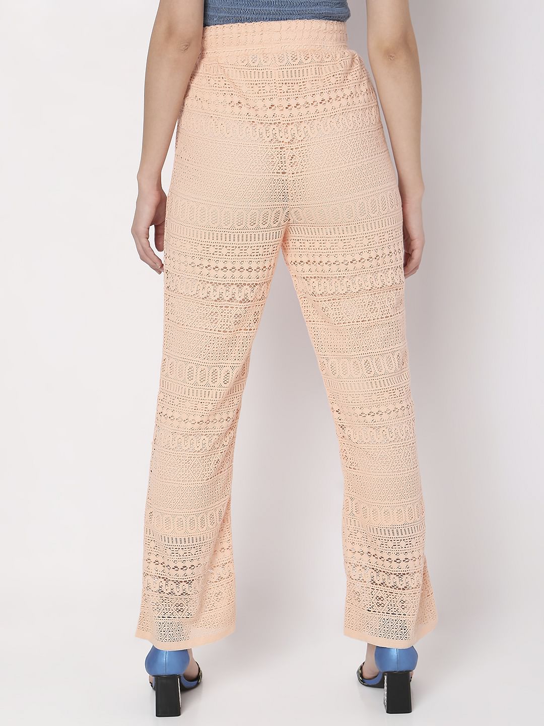 Peach High Rise Lace Pants