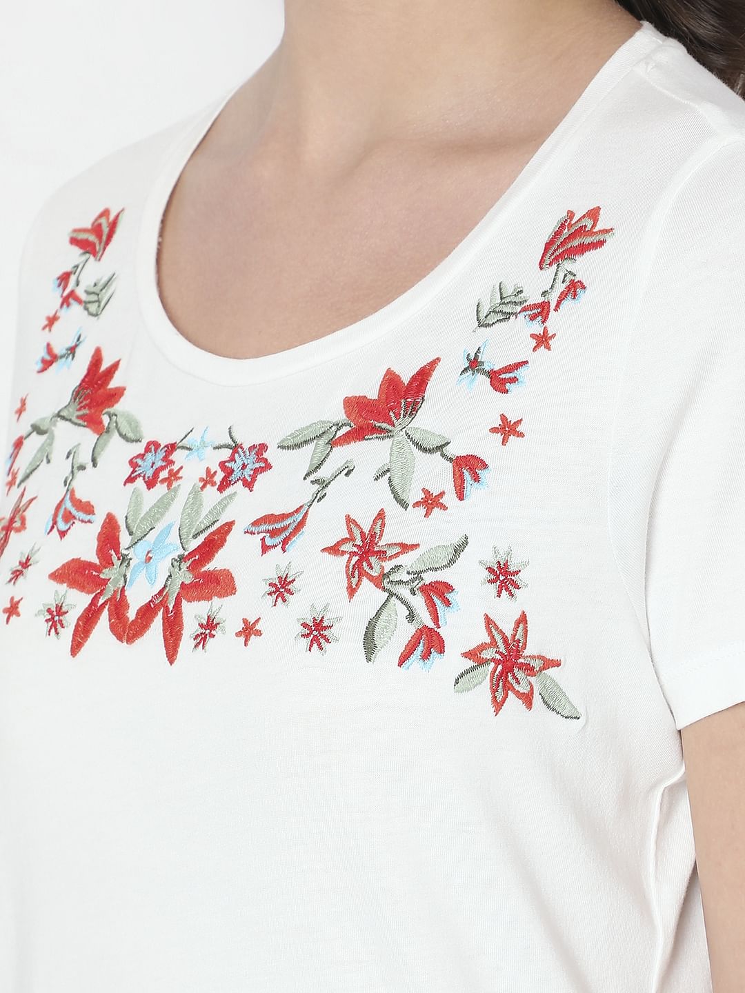 White Floral Print T-Shirt