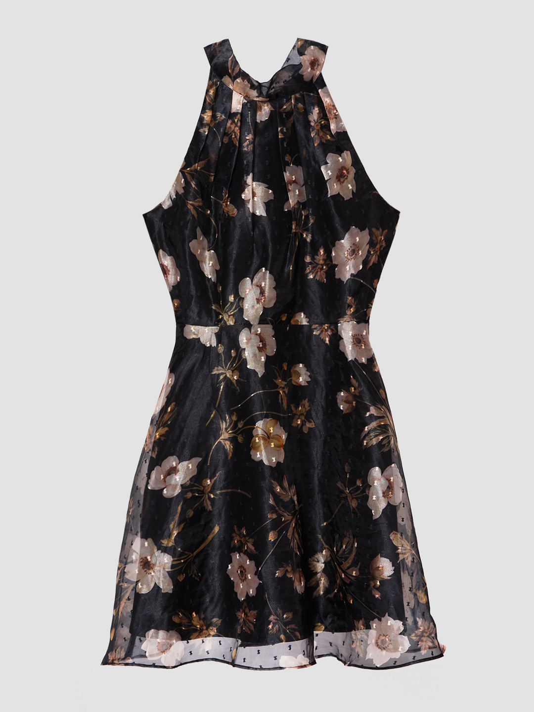 Black Floral Organza Dress