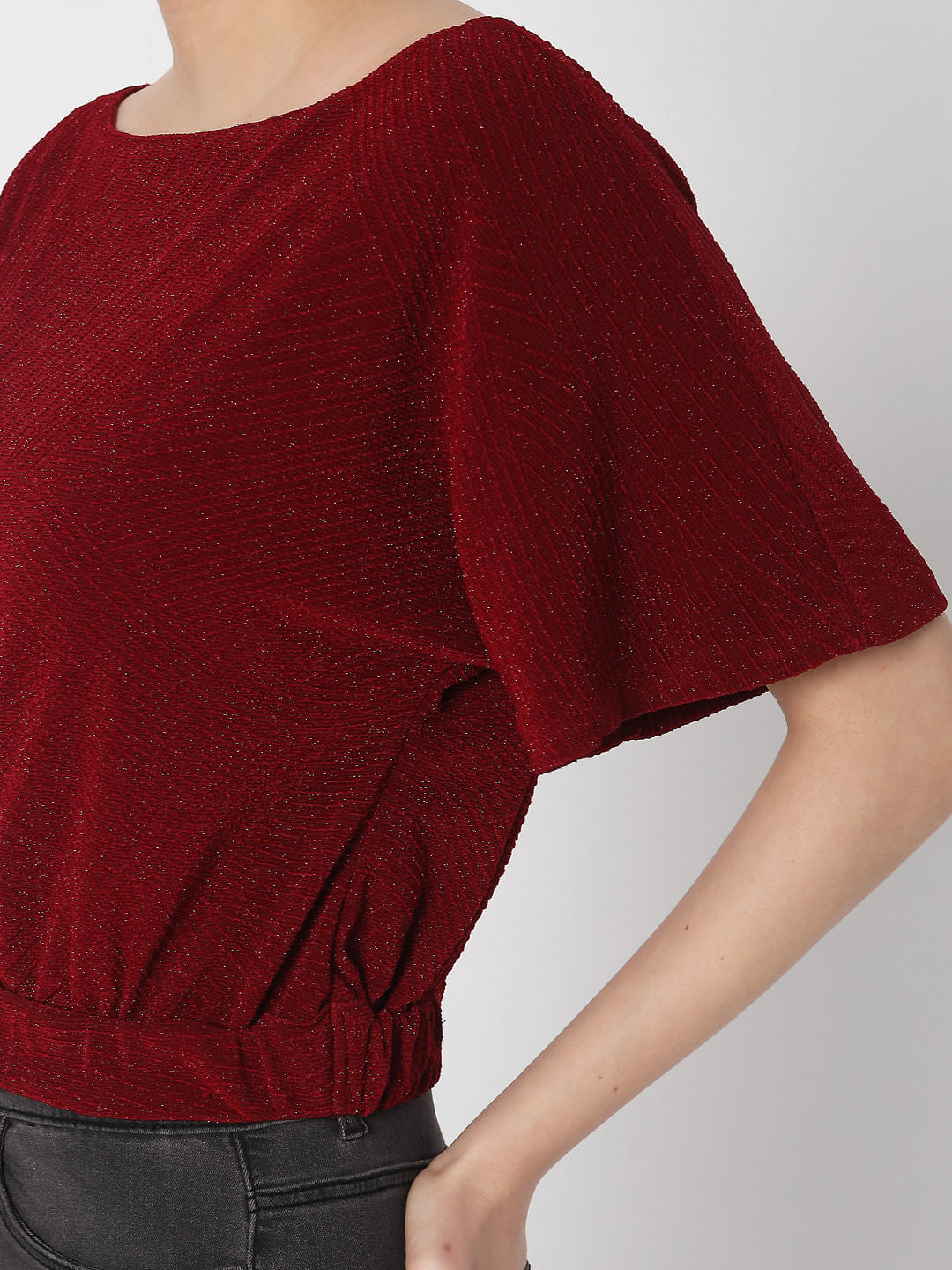 Maroon Textured Shimmer Top