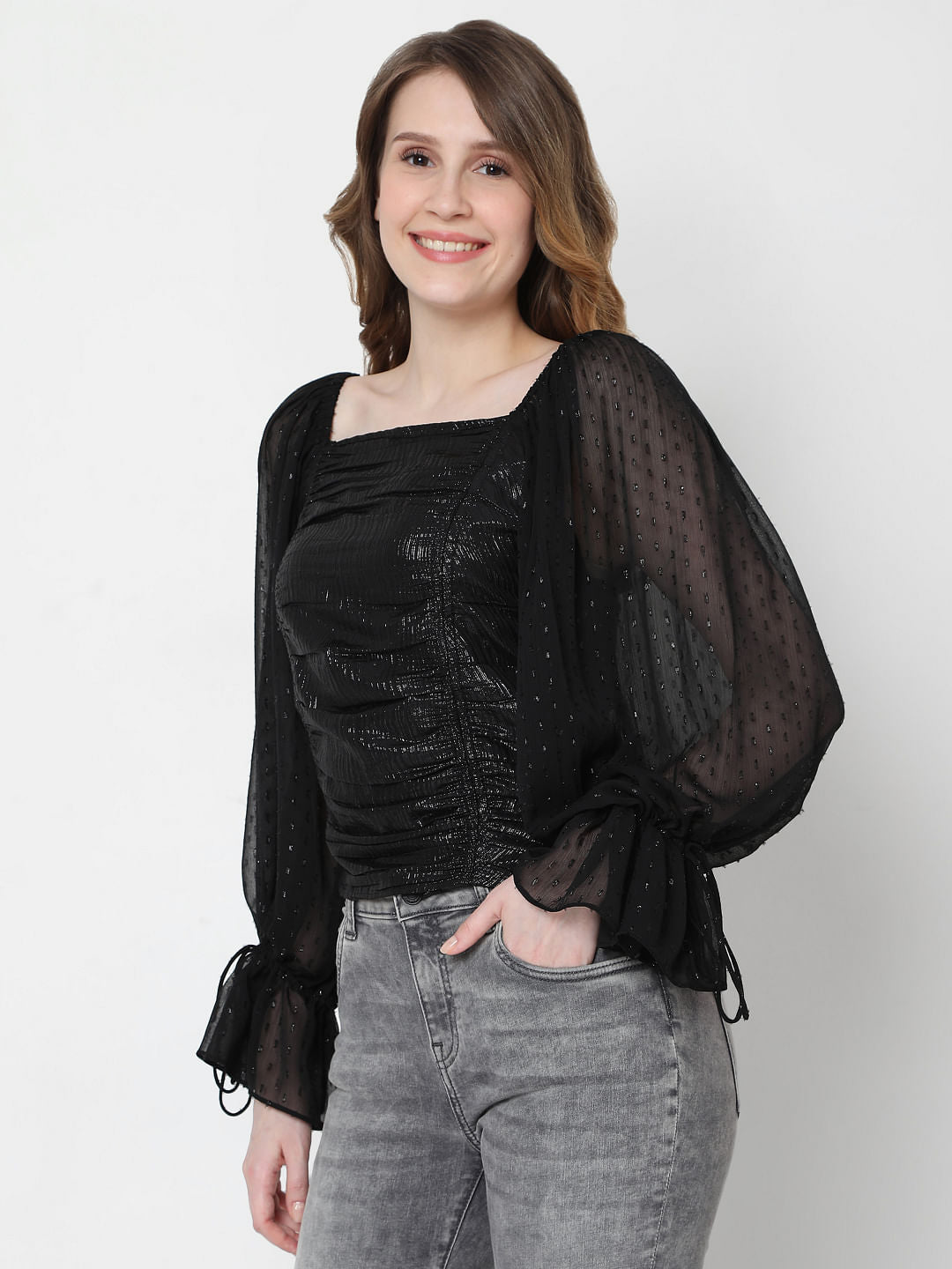 Black Ruched Top