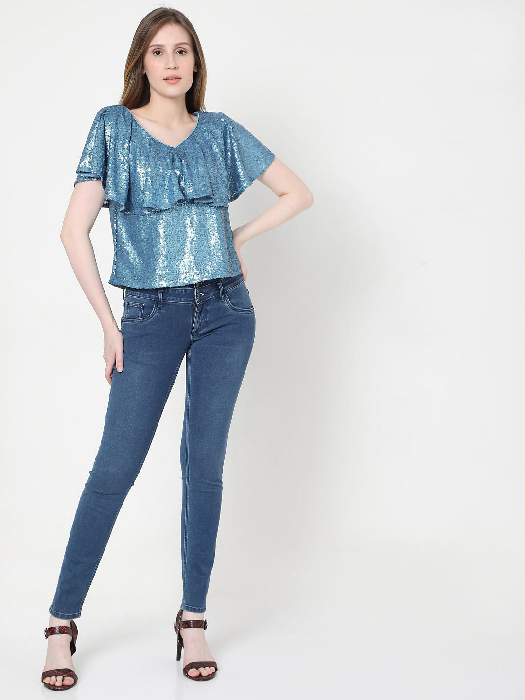 Blue Sequinned Top