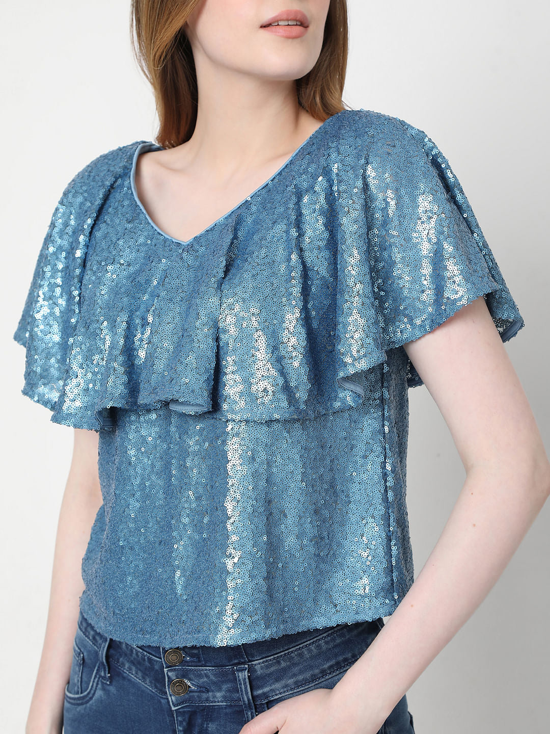 Blue Sequinned Top