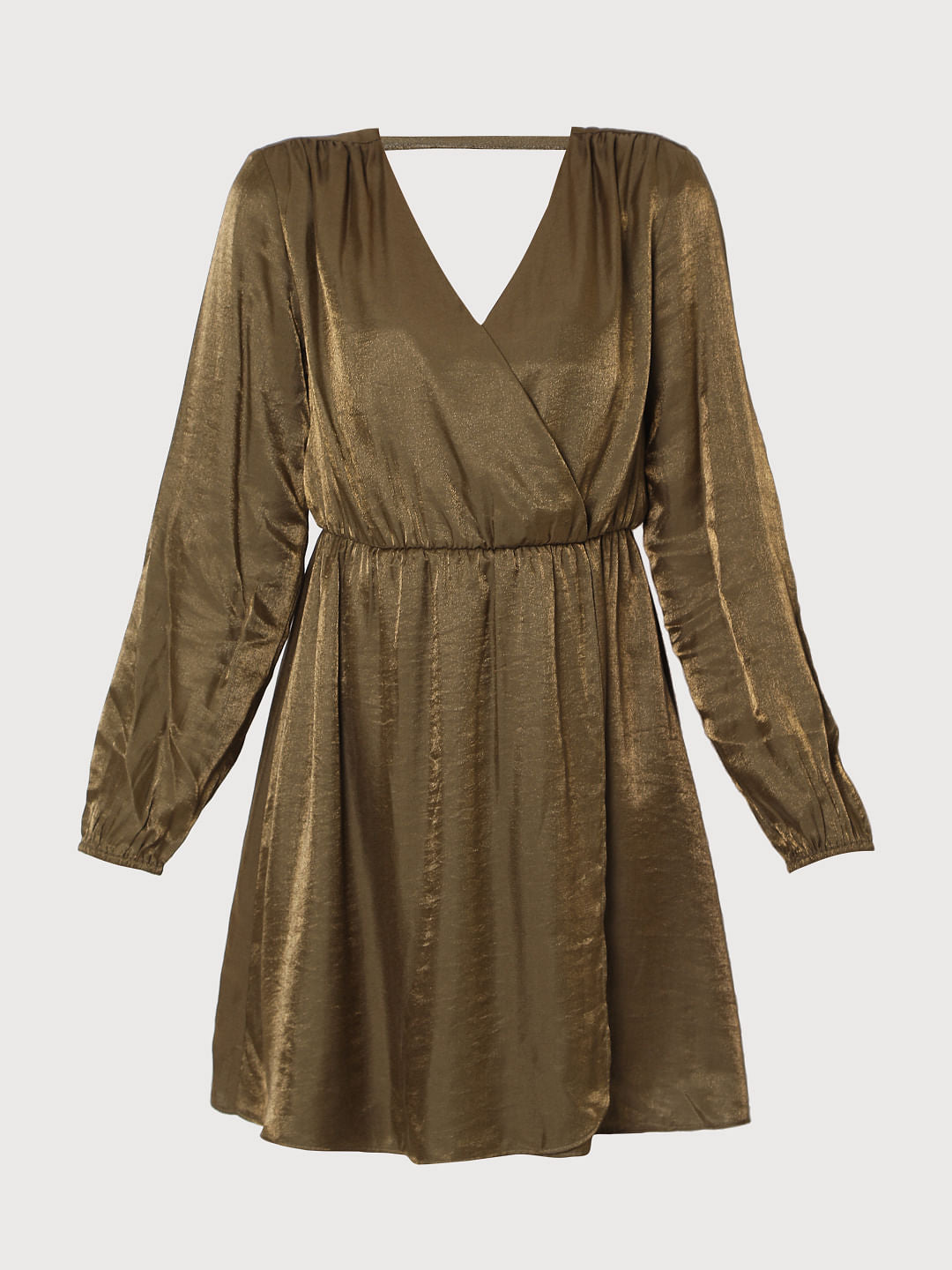 Green Metallic Overlap Dress