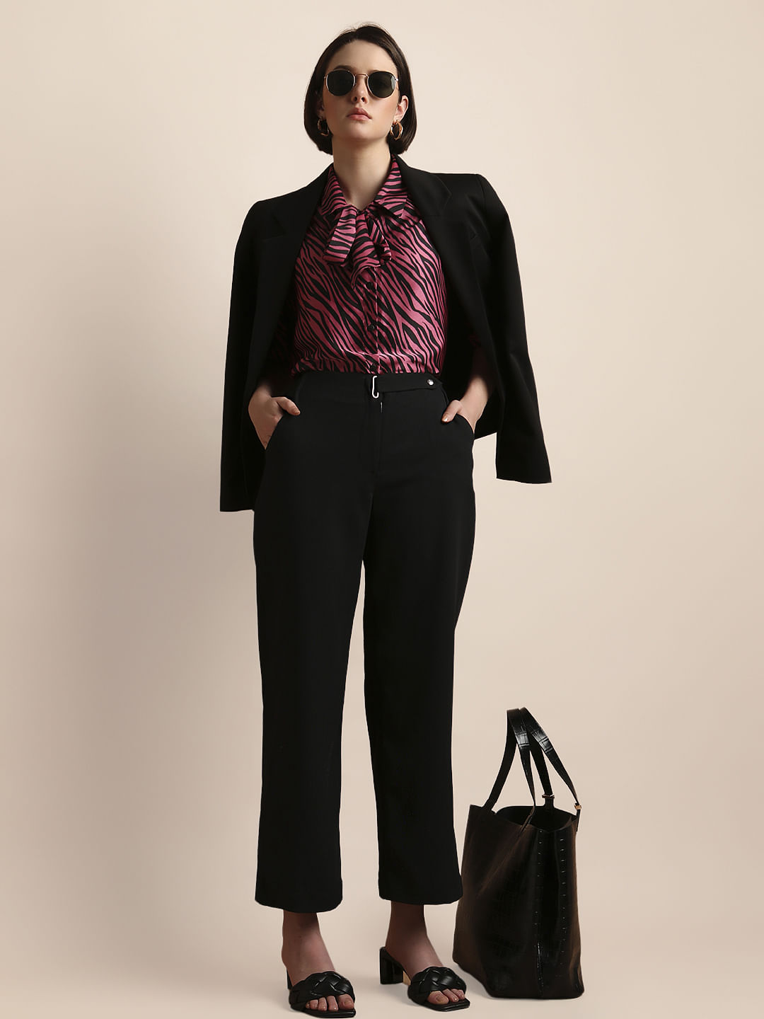 Black High Rise Wide Leg Pants