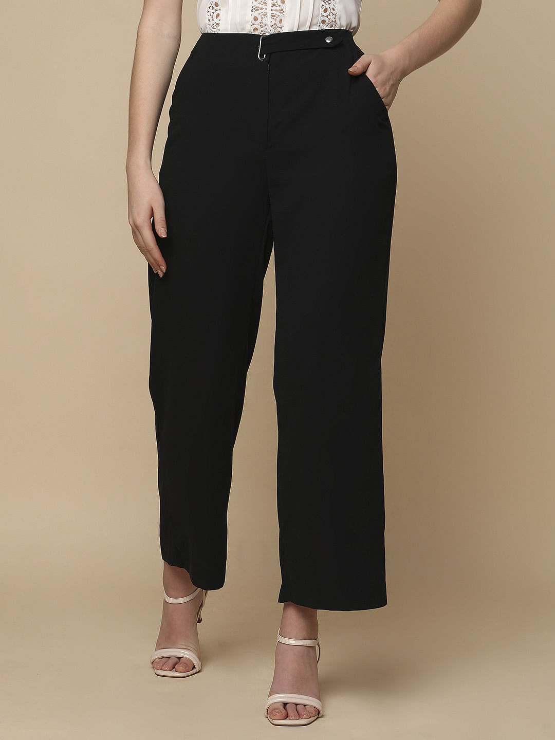 Black High Rise Wide Leg Pants