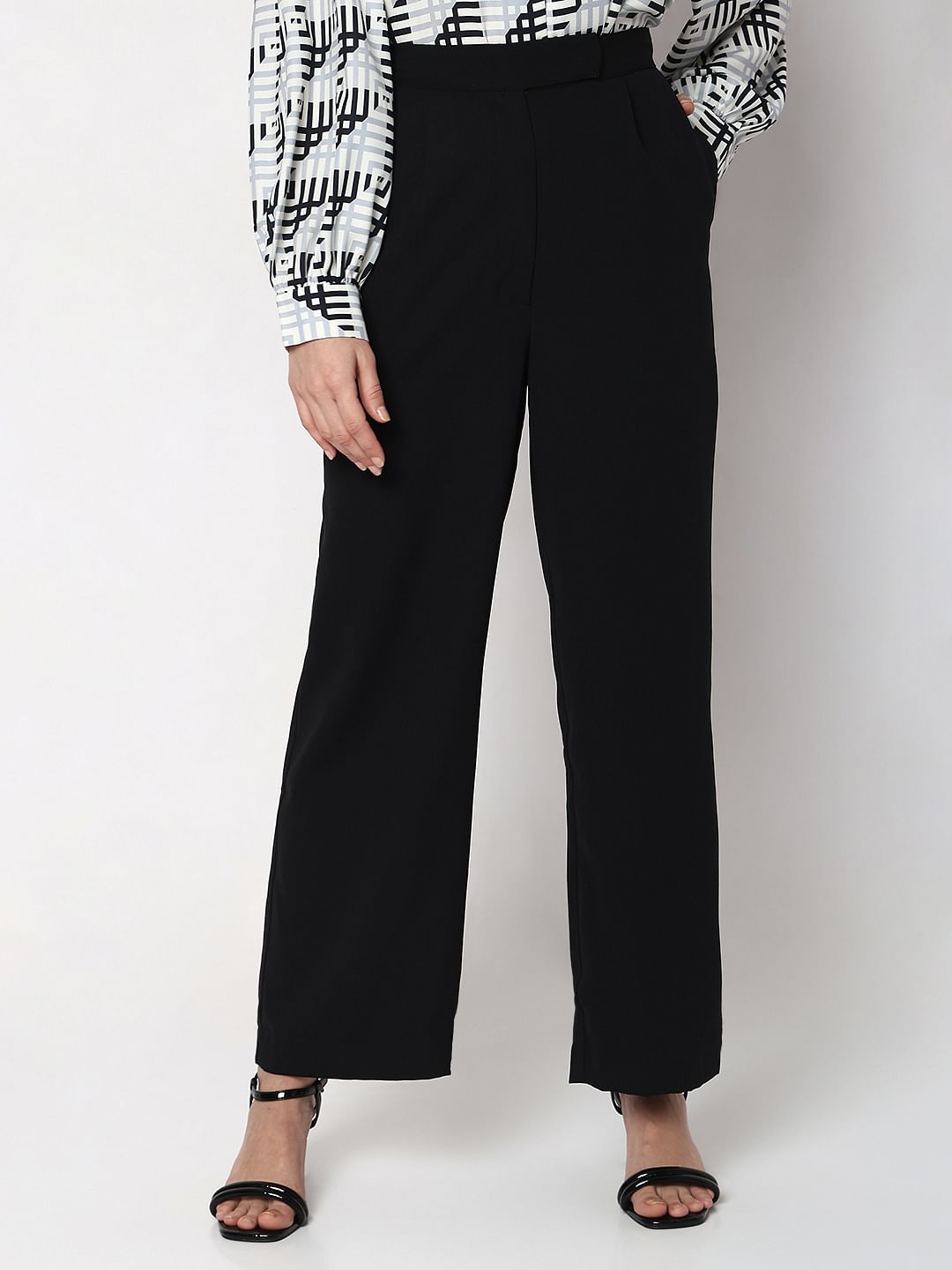 Black High Rise Wide Leg Pants