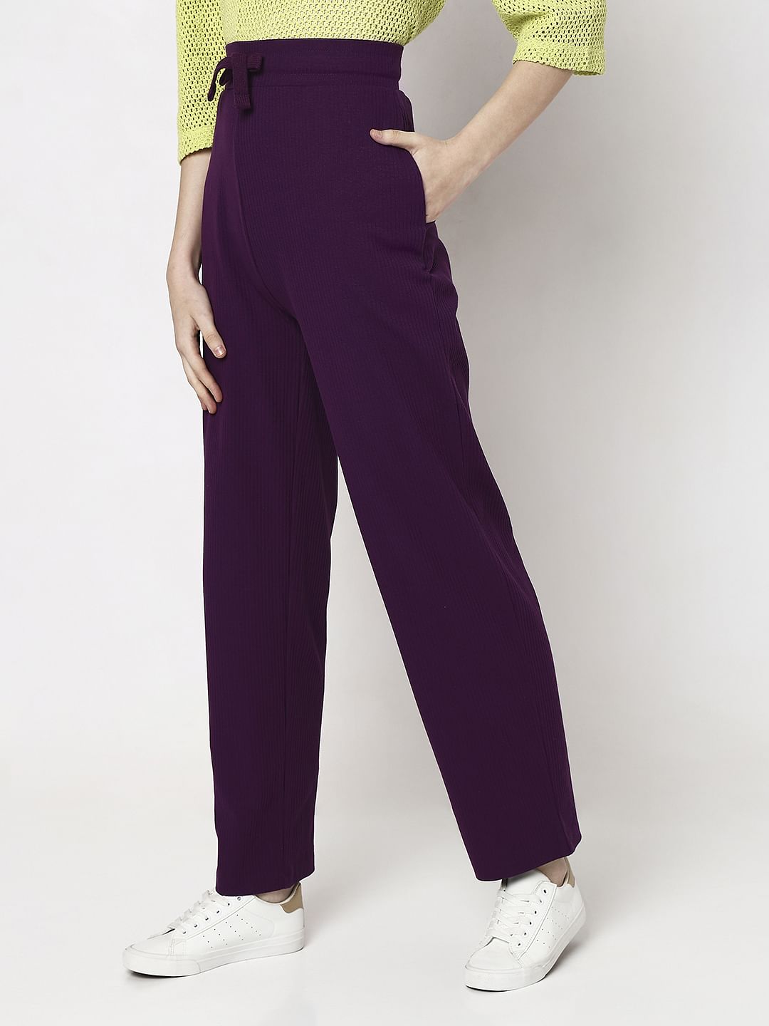 Purple High Rise Knitted Pants
