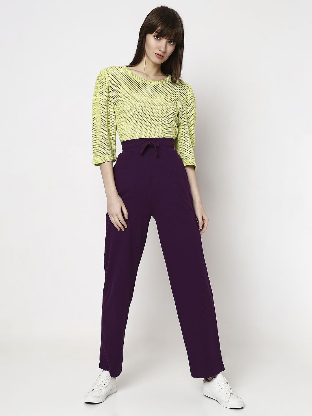 Purple High Rise Knitted Pants